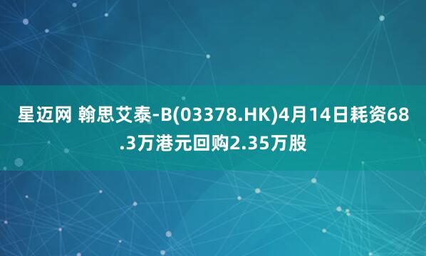 星迈网 翰思艾泰-B(03378.HK)4月14日耗资68.3万港元回购2.35万股